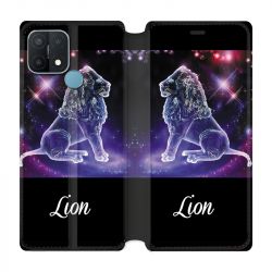 Housse Cuir Portefeuille Pour Oppo A15 Signe Zodiaque 2 Lion