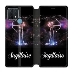 Housse Cuir Portefeuille Pour Oppo A15 Signe Zodiaque 2 Sagittaire