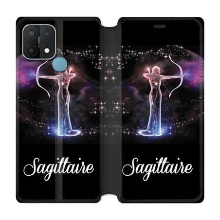 Housse Cuir Portefeuille Pour Oppo A15 Signe Zodiaque 2 Sagittaire
