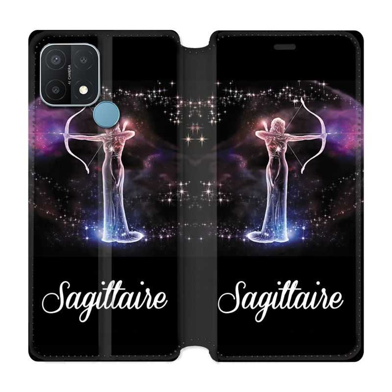 Housse Cuir Portefeuille Pour Oppo A15 Signe Zodiaque 2 Sagittaire