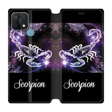 Housse Cuir Portefeuille Pour Oppo A15 Signe Zodiaque 2 Scorpion