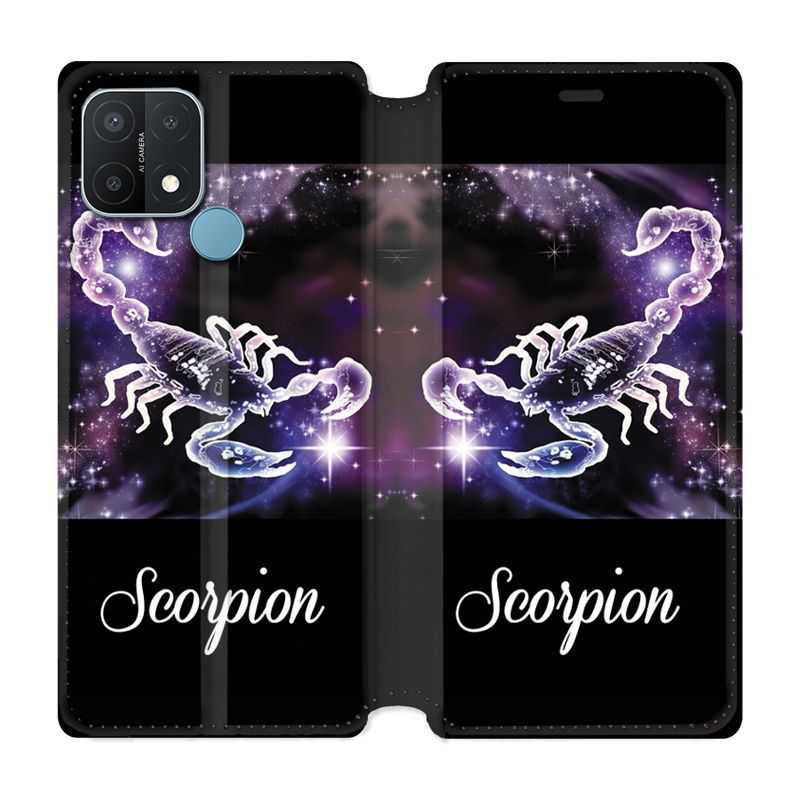 Housse Cuir Portefeuille Pour Oppo A15 Signe Zodiaque 2 Scorpion