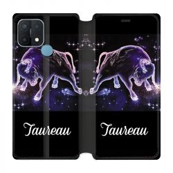 Housse Cuir Portefeuille Pour Oppo A15 Signe Zodiaque 2 Taureau