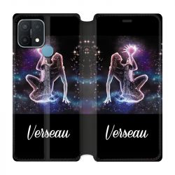 Housse Cuir Portefeuille Pour Oppo A15 Signe Zodiaque 2 Verseau