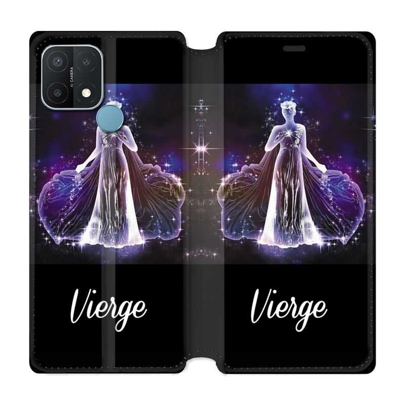 Housse Cuir Portefeuille Pour Oppo A15 Signe Zodiaque 2 Vierge