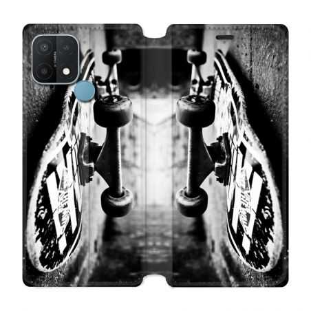 Housse Cuir Portefeuille Pour Oppo A15 Skate Vintage