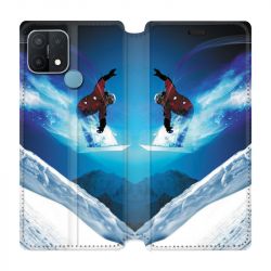 Housse Cuir Portefeuille Pour Oppo A15 Snowboard Saut