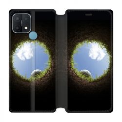 Housse Cuir Portefeuille Pour Oppo A15 Golf Trou