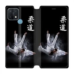 Housse Cuir Portefeuille Pour Oppo A15 Judo Noir