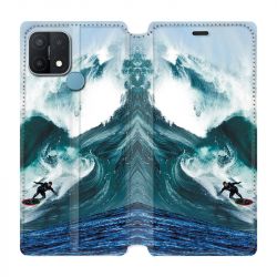 Housse Cuir Portefeuille Pour Oppo A15 Surf Vague