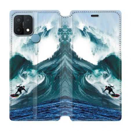 Housse Cuir Portefeuille Pour Oppo A15 Surf Vague
