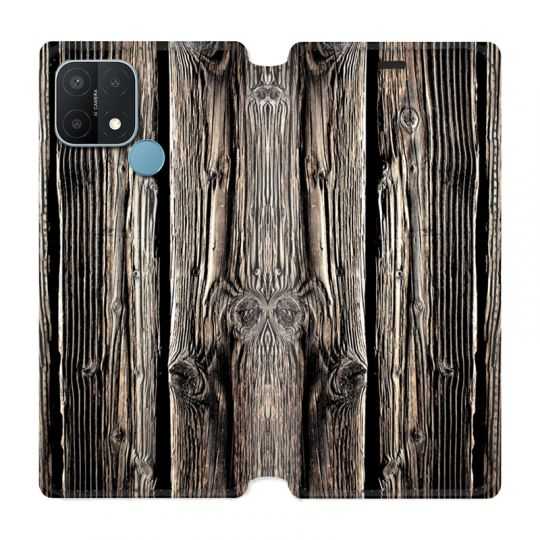 Housse Cuir Portefeuille Pour Oppo A15 Texture Bois