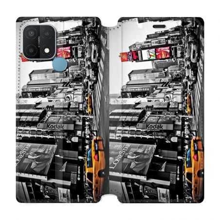 Housse Cuir Portefeuille Pour Oppo A15 Amerique USA New York Taxi