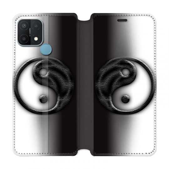 Housse Cuir Portefeuille Pour Oppo A15 Yin Yang 3d