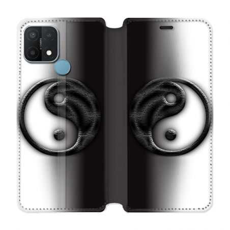 Housse Cuir Portefeuille Pour Oppo A15 Yin Yang 3d