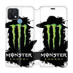 Housse Cuir Portefeuille Pour Oppo A15 Monster Energy Tache