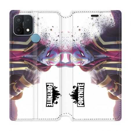 Housse Cuir Portefeuille Pour Oppo A15 Fortnite Blanc