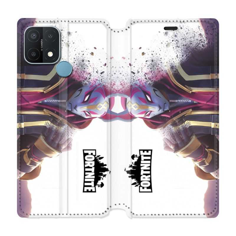 Housse Cuir Portefeuille Pour Oppo A15 Fortnite Blanc