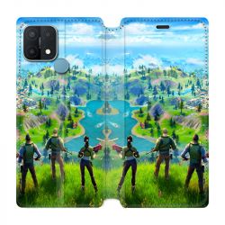 Housse Cuir Portefeuille Pour Oppo A15 Fortnite Map