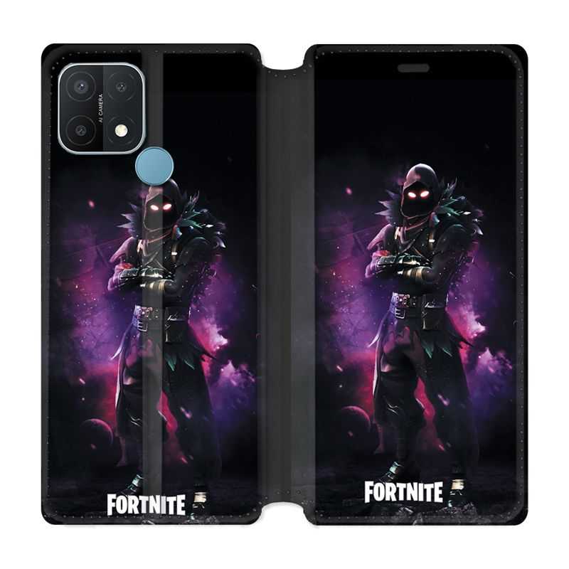 Housse Cuir Portefeuille Pour Oppo A15 Fortnite Raven