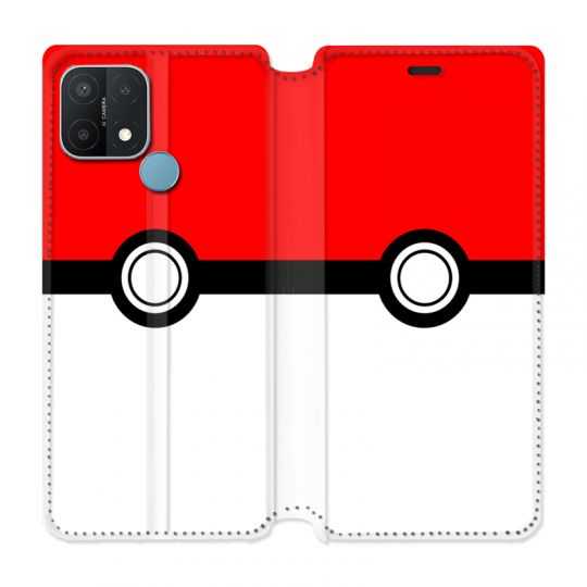 Housse Cuir Portefeuille Pour Oppo A15 Pokemon Pokeball