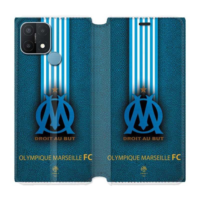 Housse Cuir Portefeuille Pour Oppo A15 Olympique Marseille OM Bande