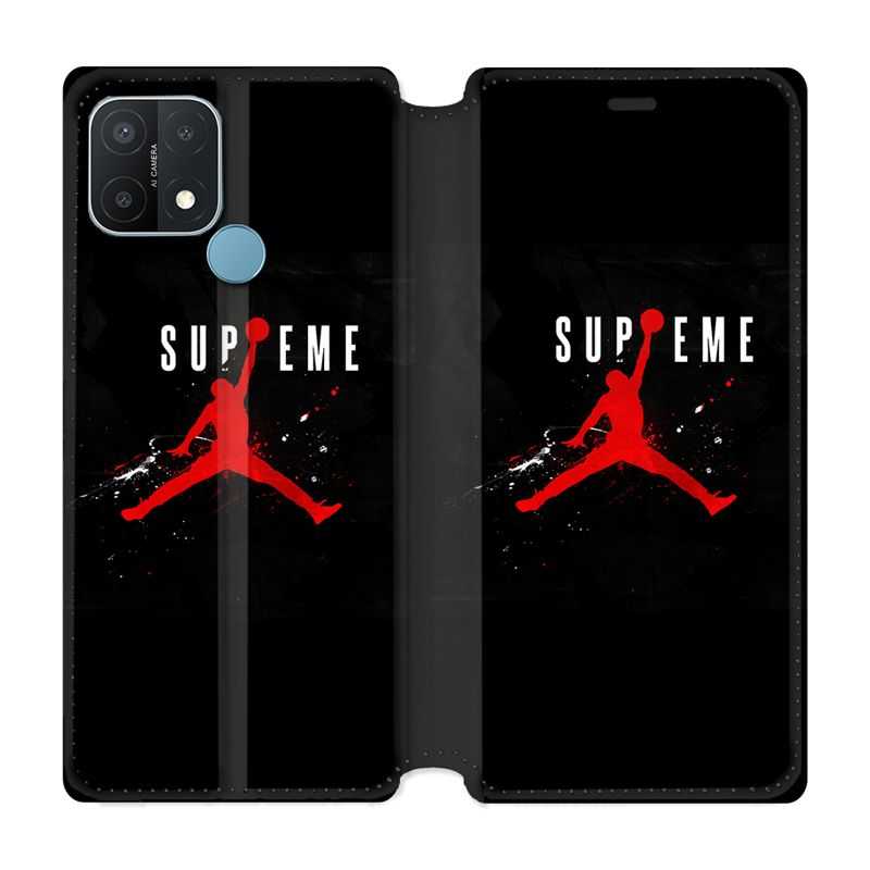 Housse Cuir Portefeuille Pour Oppo A15 Jordan Supreme Noir