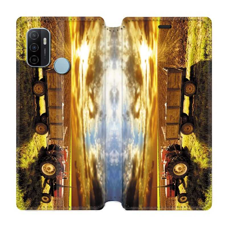 Housse Cuir Portefeuille Pour Oppo A53 / A53S Agriculture Tracteur Color