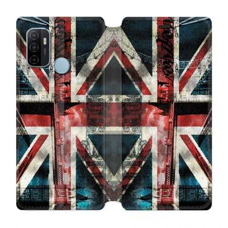 Housse Cuir Portefeuille Pour Oppo A53 / A53S Angleterre UK Jean's