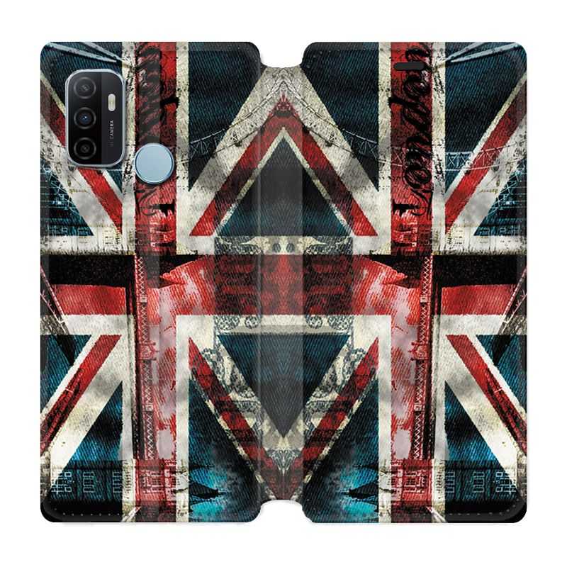 Housse Cuir Portefeuille Pour Oppo A53 / A53S Angleterre UK Jean's