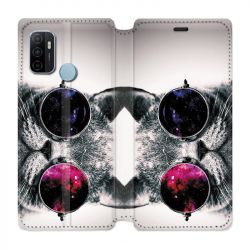 Housse Cuir Portefeuille Pour Oppo A53 / A53S Chat Fashion