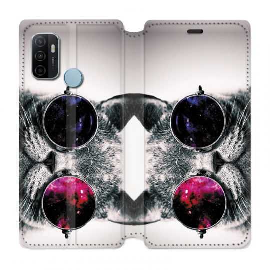 Housse Cuir Portefeuille Pour Oppo A53 / A53S Chat Fashion