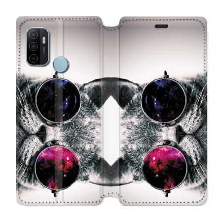 Housse Cuir Portefeuille Pour Oppo A53 / A53S Chat Fashion