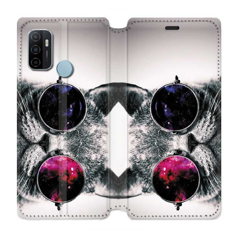 Housse Cuir Portefeuille Pour Oppo A53 / A53S Chat Fashion