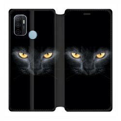 Housse Cuir Portefeuille Pour Oppo A53 / A53S Chat Noir
