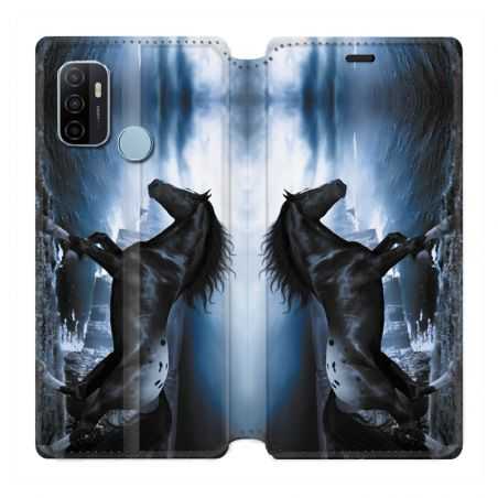 Housse Cuir Portefeuille Pour Oppo A53 / A53S Cheval Noir