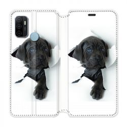 Housse Cuir Portefeuille Pour Oppo A53 / A53S Chien Noir