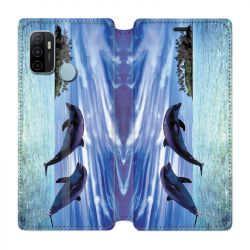 Housse Cuir Portefeuille Pour Oppo A53 / A53S Dauphin Ile