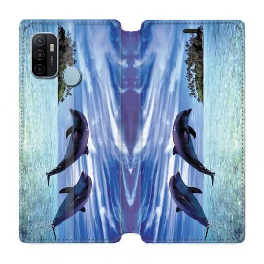 Housse Cuir Portefeuille Pour Oppo A53 / A53S Dauphin Ile