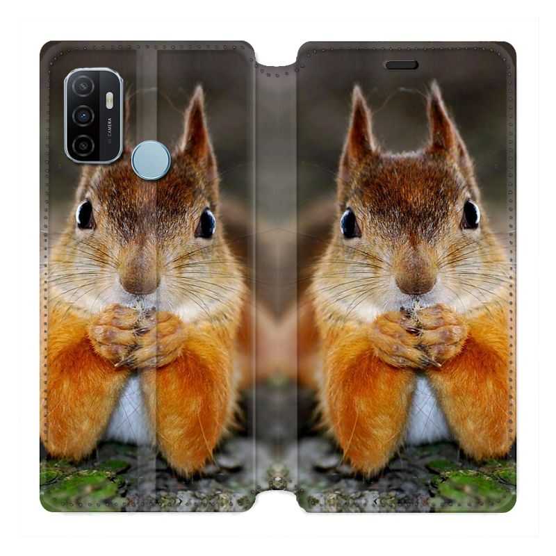 Housse Cuir Portefeuille Pour Oppo A53 / A53S Ecureuil Face