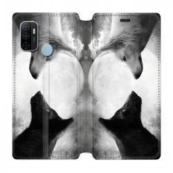 Housse Cuir Portefeuille Pour Oppo A53 / A53S Loup Duo