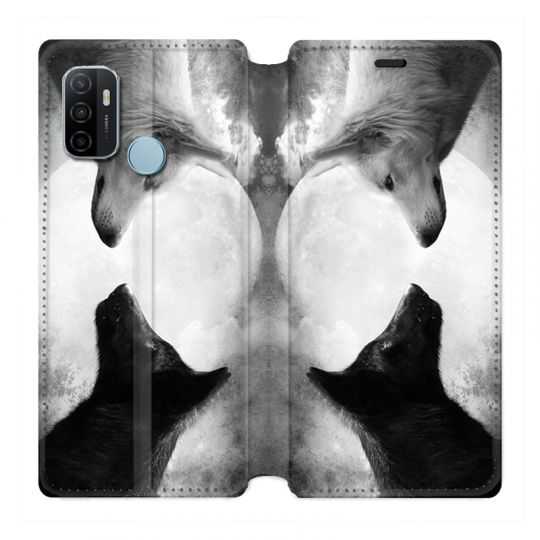 Housse Cuir Portefeuille Pour Oppo A53 / A53S Loup Duo