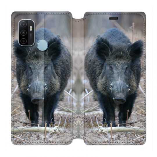 Housse Cuir Portefeuille Pour Oppo A53 / A53S Sanglier Pin