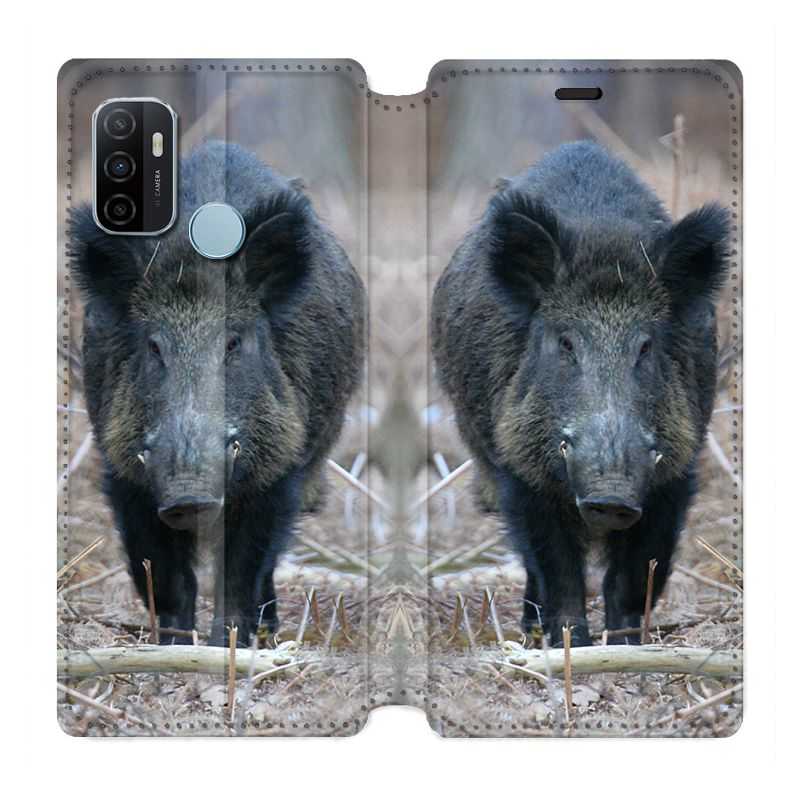Housse Cuir Portefeuille Pour Oppo A53 / A53S Sanglier Pin