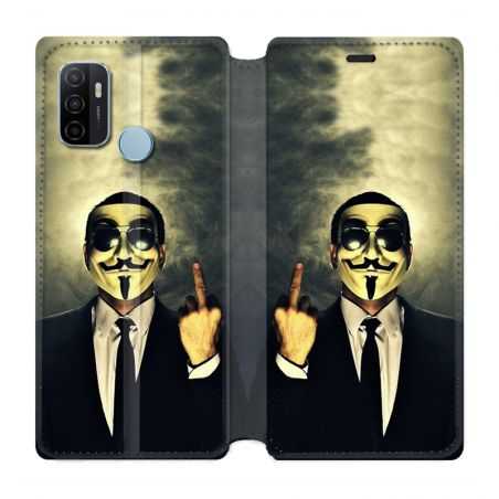 Housse Cuir Portefeuille Pour Oppo A53 / A53S Anonymous Doigt