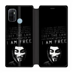 Housse Cuir Portefeuille Pour Oppo A53 / A53S Anonymous I am free