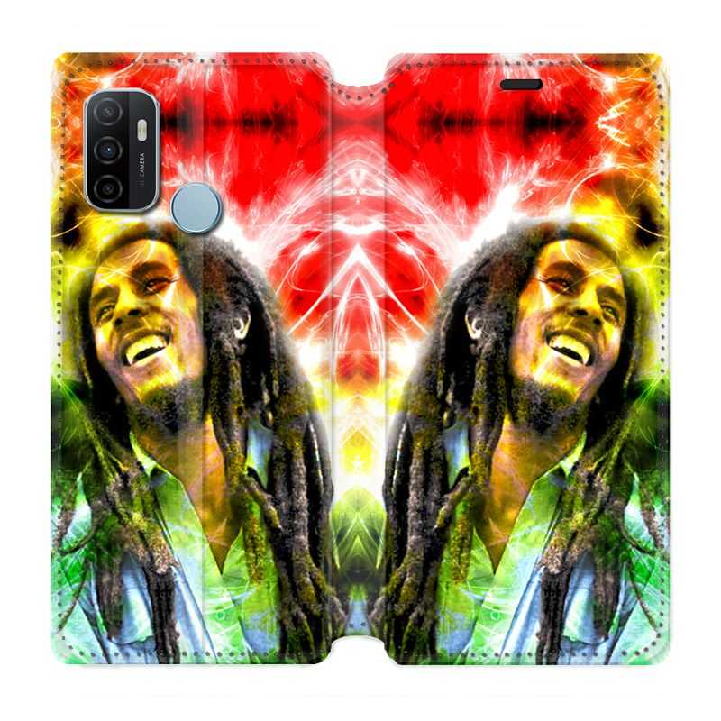 Housse Cuir Portefeuille Pour Oppo A53 / A53S Bob Marley Color