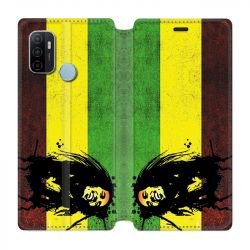 Housse Cuir Portefeuille Pour Oppo A53 / A53S Bob Marley Drapeau