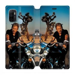 Housse Cuir Portefeuille Pour Oppo A53 / A53S Johnny Hallyday Moto