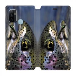 Housse Cuir Portefeuille Pour Oppo A53 / A53S Peche Truite